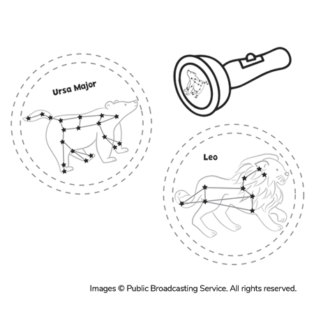 Flashlight patterns of Ursa Major and Leo.